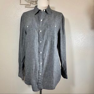 Tommy Bahama Womens Black Linen Blouse